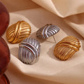 New Design Oval Beaded Stud Earrings for Women 18k Gold Plated Jewelry Stainless Steel Party Jewelry