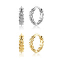 FUAMAY Vintage Silver 925 Jewelry Hoop Earrings for Women Olive Leaf Earrings