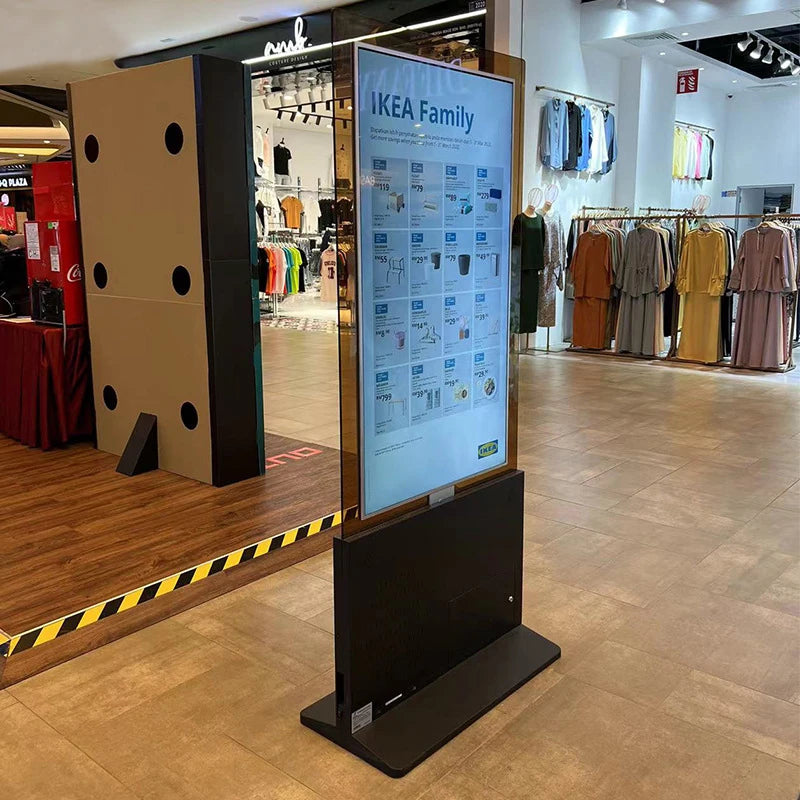 Transparent Glass LCD Floor Stand Double Sided Display Touch Dual Screen Advertising Player Interactive Kiosk Shopping Mall OEM
