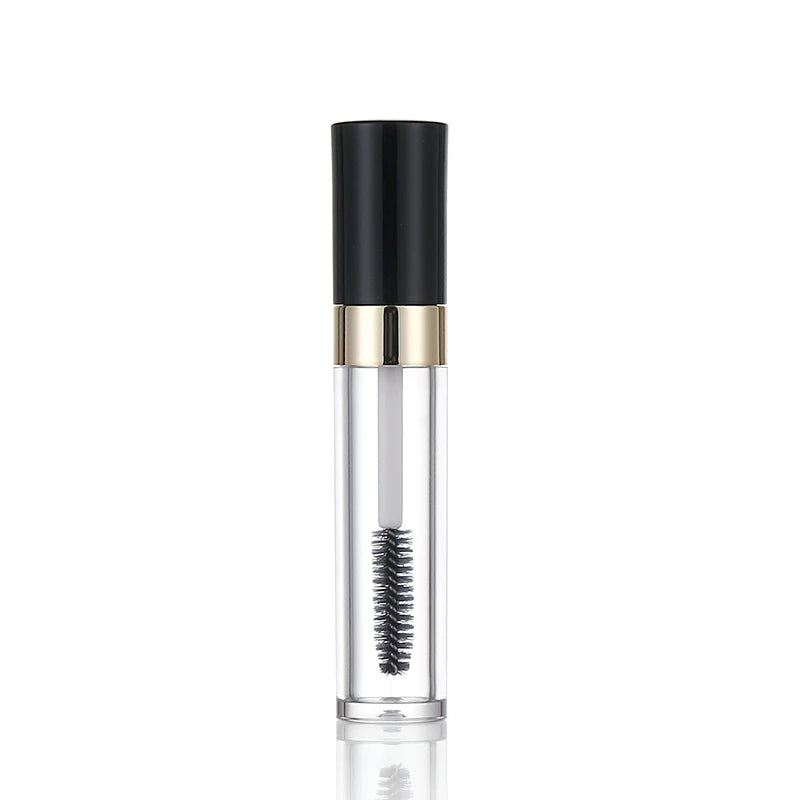 User Defined logo Printing Simple Clear Mascara Container Black Screw Cap  7ml Round  Empty Transparent Mascara Bottle