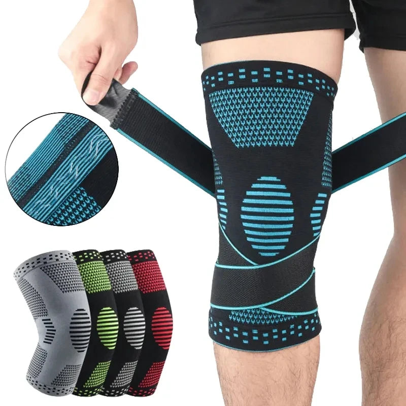 New Arrivals 3D Knitted Elastic Nylon Knee Support Sleeve Compression Sports Knee Brace With Straps