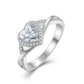 925 Sterling Silver Plated Basking Heart Zirconia Ring Exquisite Cross Eternal Promise Couple Wedding Engagement Ring