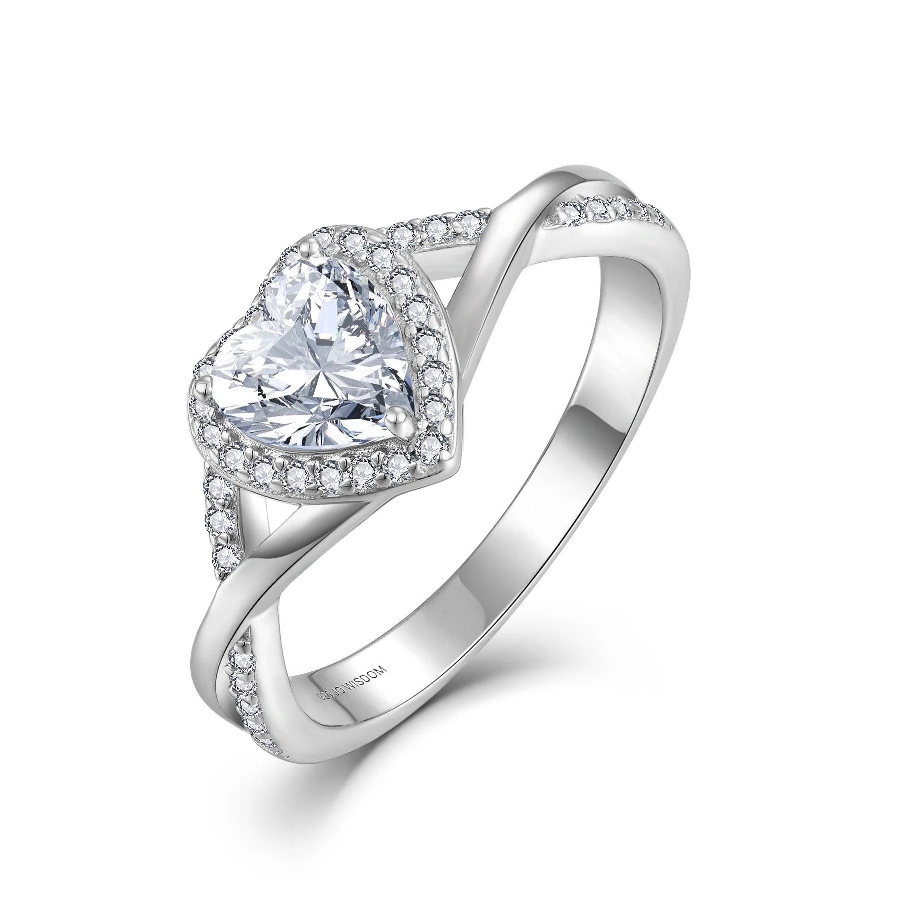 925 Sterling Silver Plated Basking Heart Zirconia Ring Exquisite Cross Eternal Promise Couple Wedding Engagement Ring