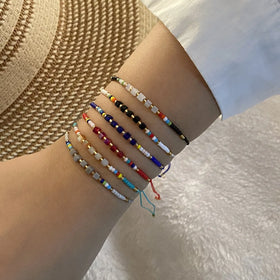 Wholesale Bohemia Style Colorful Handmade Rice Beads Bracelet Adjustable Friendship String Beads Bracelet