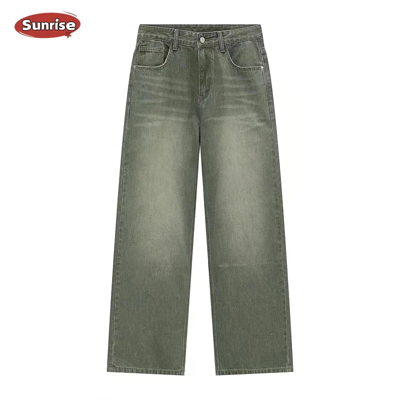 2024 Dropshipping Product Custom Denim Wash Jeans Baggy Fit Stacked Straight Jeans Wide Leg Pants Jeans for Men for Men