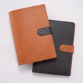 Soft Cover Black Leather Binder Customized Printing Logo Leatherette Refillable Journal Yellowish Brown Business Notebook A5