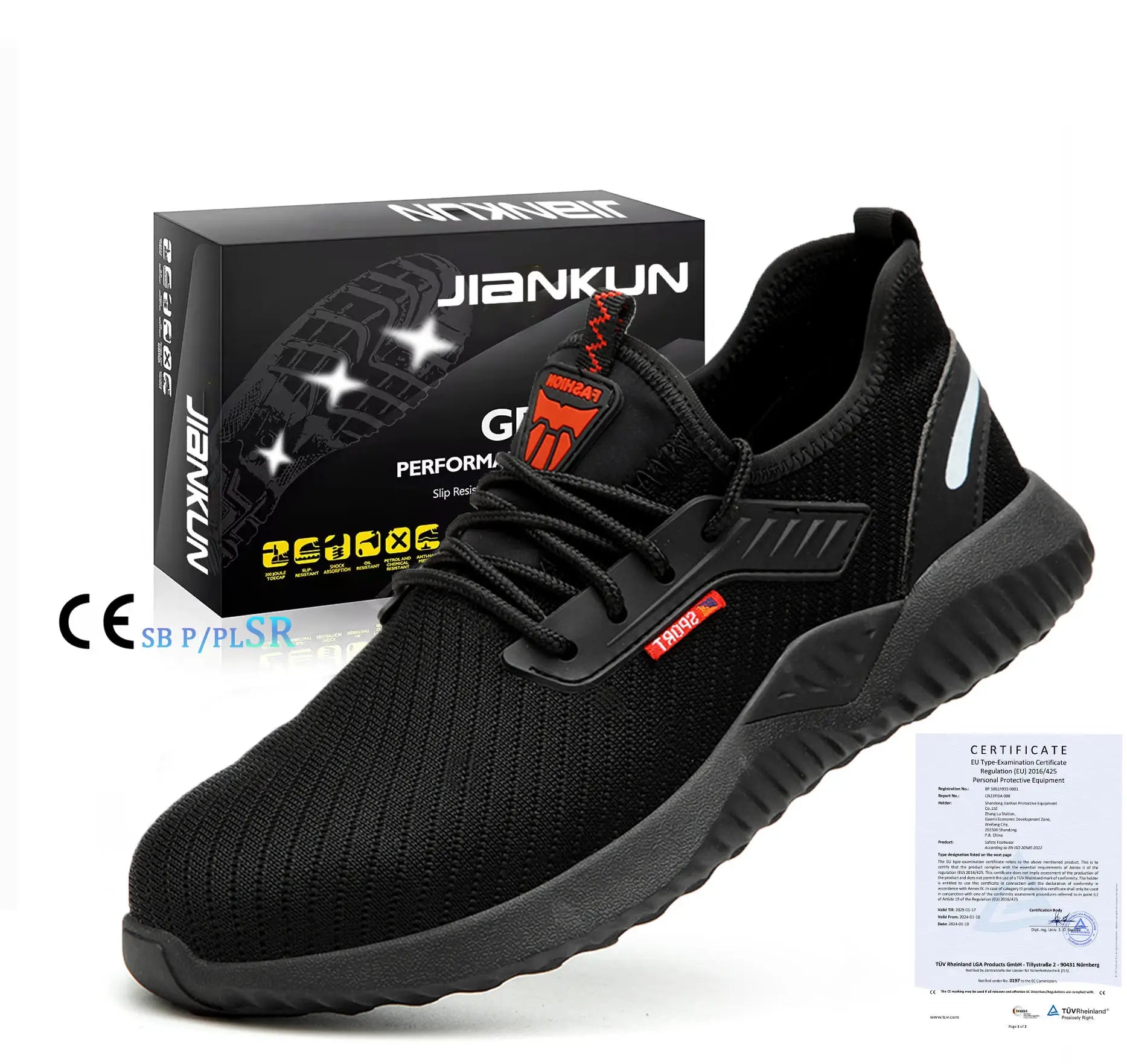 JIANKUN Men's Indestructible Leather Boots CE Certified Breathable Steel Toe Safety Work Boots for Winter Autumn Summer
