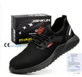 JIANKUN Men's Indestructible Flying Knit Mesh CE Certified Breathable Steel Toe Safety Work Shoes for Autumn Summer MegaBDM