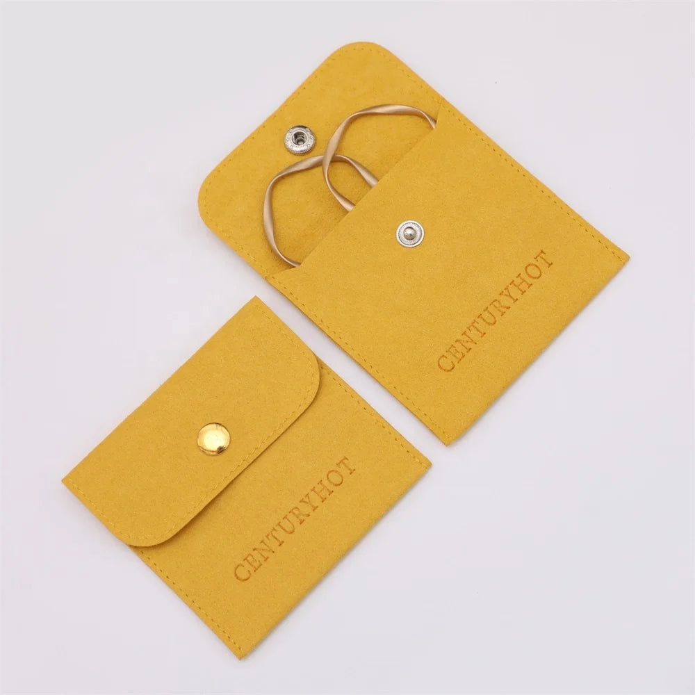 PUPPYSEW   8*8cm Microfiber Jewelry Bags Luxury Velvet Jewelry Pouch Earrings Necklace Packing Bag With Logo