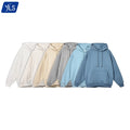 YLS Winter OEM Custom Embossing Solid Hooded Polar Fleece Pullover Hoodie 360GSM Long Sleeve Men's Street Wear