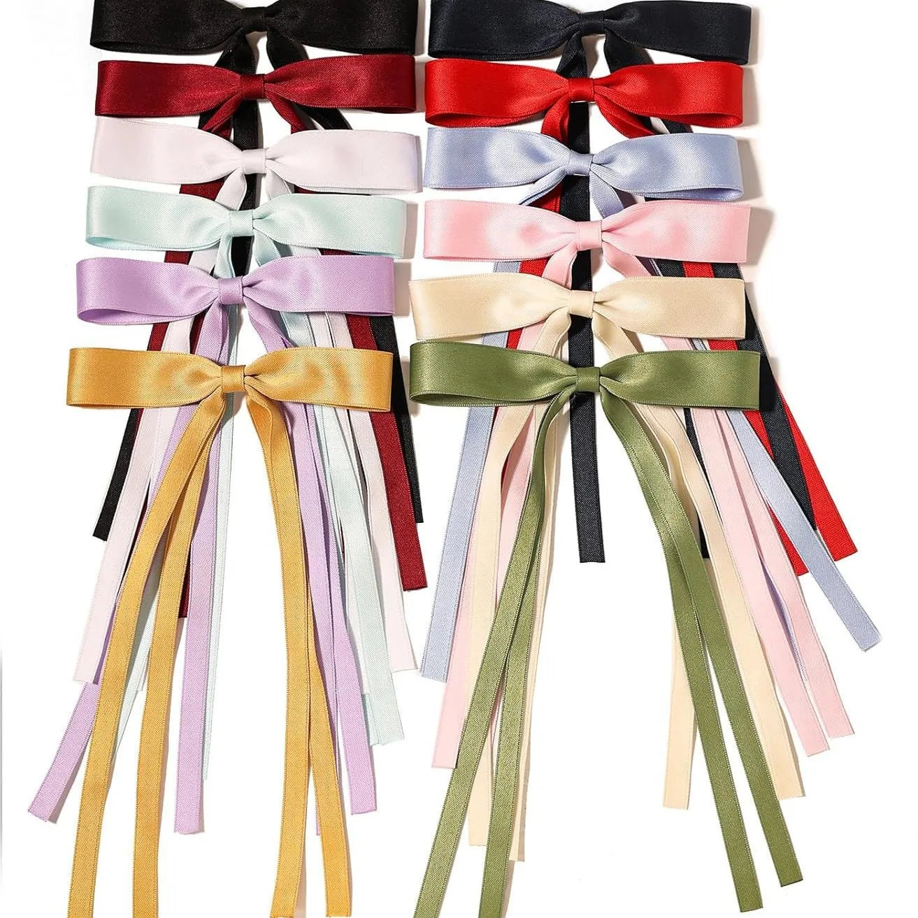 Factory Wholesale Long Tail Satin Ribbon Hair Bow Clip Hair Accessories for Girls