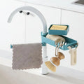 HelloWorld Kitchen Supplies Storage Rack Sink Sponge Holder Drain Rack Material 3 in 1 Rotatable Faucet Rack Rag Shelf Multi Layers