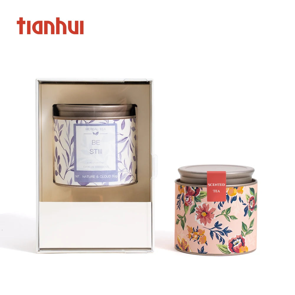 Paper Good Price Flower Tea Package Storage Box Organizer Set With Clear Window Handle Bags