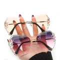 Colorful Fashion Gold Sunglasses with Sparkling Crystal and Pearls UV400 Rimless Diamond for Z0101