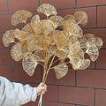New Arrivals Golden Ginkgo Biloba Leaf Artificial Flowers 3 Forks for Home Decoration During Christmas Easter Mother's Day