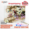 Orfon Dropshipping Magnolia & Perching Bird Paint by Numbers Kit - Elegant Floral Bird Art for Home Decor DIY Craft