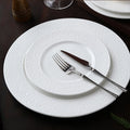 White Porcelain Dinnerware Set Ceramic Plates for Restaurants Christmas European Embossed Shape With Ceramic Tea Sets