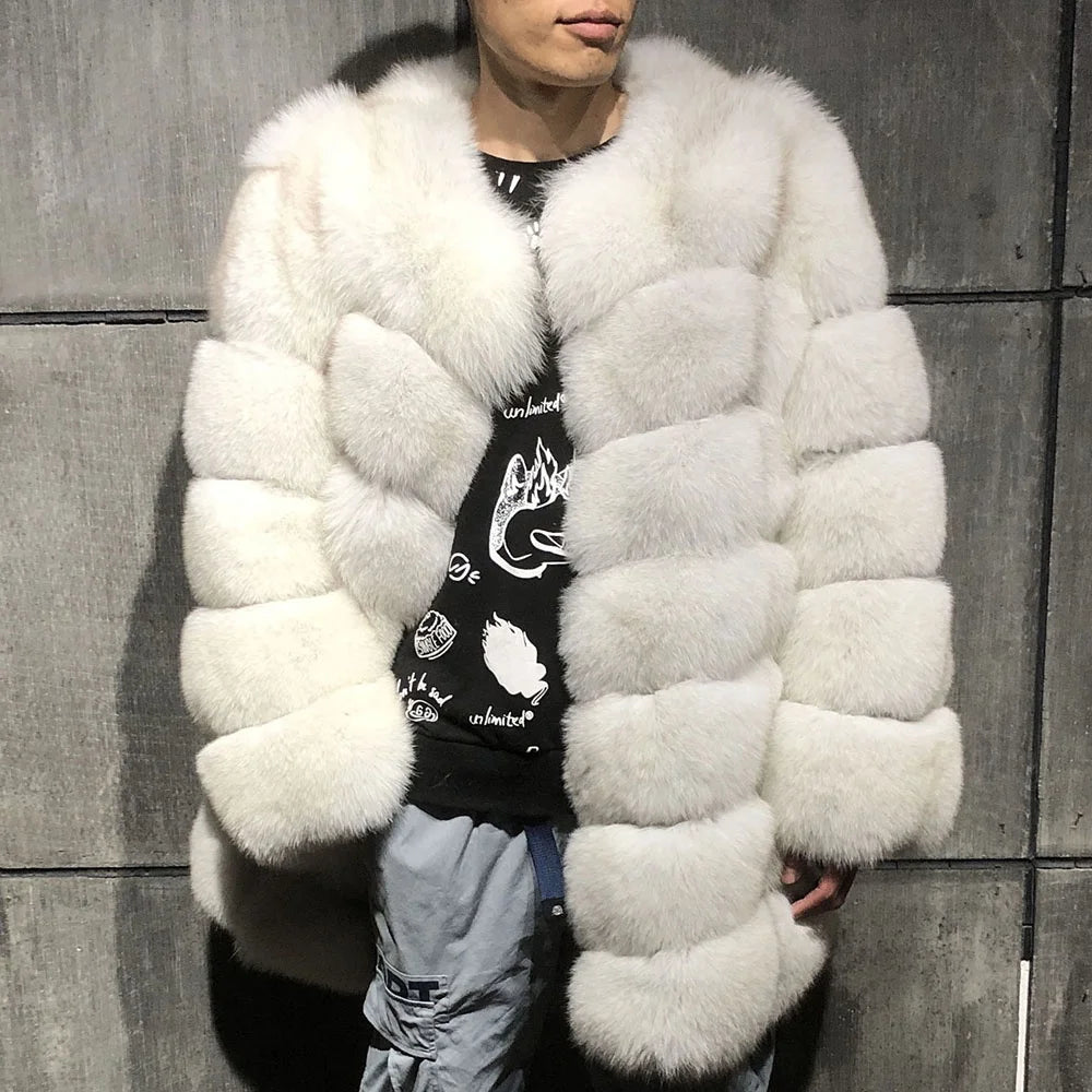 Men's Fur Coat Winter Warm Fox Fur Coats for Men Plus Size Men's Jackets