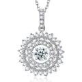 Round Shape Design VVS 1ct Keep Dancing Every Moment 925 Silver Pendant Diamond Moissanite Necklace
