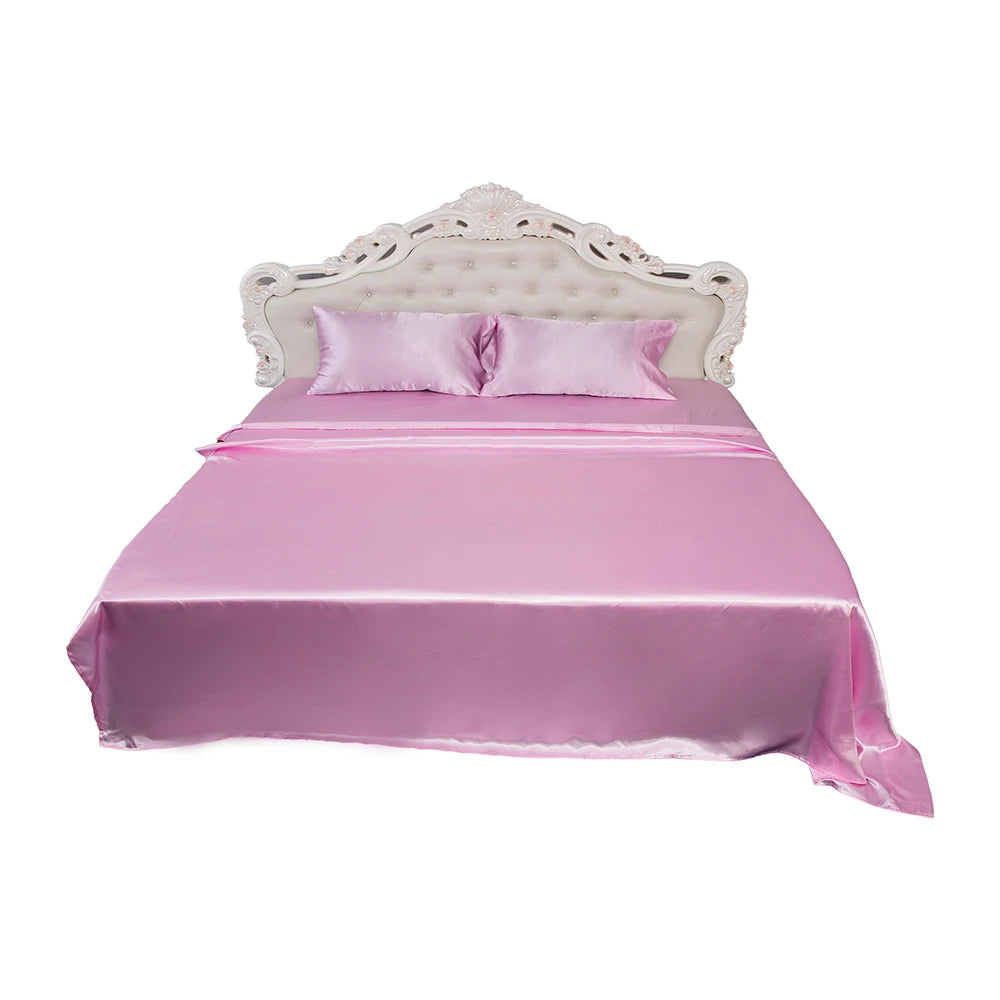 Hot Selling Super Soft Silky Satin Bed Sheet Set Luxury Hotel Premium Sheets Satin Silk Bedding Sheet Polyester Sheet Sets