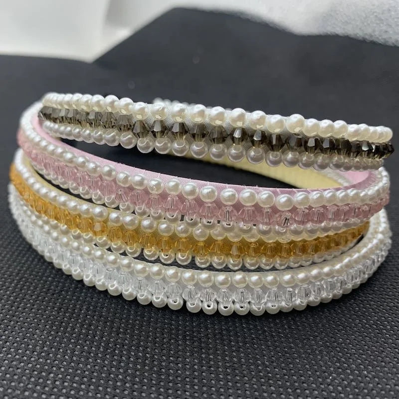 Vintage Customizable Color White Crystal Women's Bridal Hoop Shape Hairband 3 Lines Design High-quality Elegant Hair Accessory
