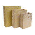 Gold Classic Floral Stamping Glitter Paperboard Bags Ribbon Recycled Materials Luxury Shiny Wedding Gift Packaging for Clothing