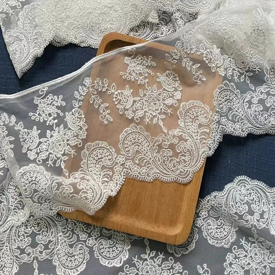 Handmade DIY Mesh Polyester Embroidered Curtains Clothes Lace Embroidered Decorations Mesh Edging