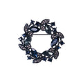Weiman Deep Blue Crystal Flower Garland Floral Hoop Brooch Pins Children's Alloy Jewelry for Wedding & Engagement Plating