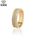 Fashion Jewelry Baguette Ring Silver Gold Color Iced Out Micro Paved AAA CZ Hip Hop Ring Bling Gold Plating Rapper Jewelry