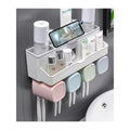 Wall Mounted Plastic Toothbrush Holder with Toothpaste Dispenser Four-piece Set for Home & Hotel Bathrooms Eco-Friendly
