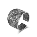 17mm Stainless Steel Ring Ancient Silver Black Solomon Kabala Mysterious Seven Star Opening Adjustable Stainless Steel Ring 787