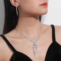 Women's Super Sparkling Diamond Rhinestone Necklace Earring Set Full Diamond Dress Accessories 3-Piece Fashion Jewelry