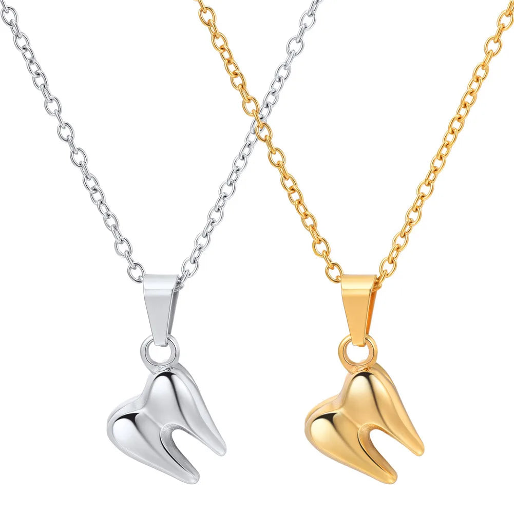 Personalized Stainless Steel Hiphop Pendant Fashion Couple Necklaces Casting Tooth Necklace