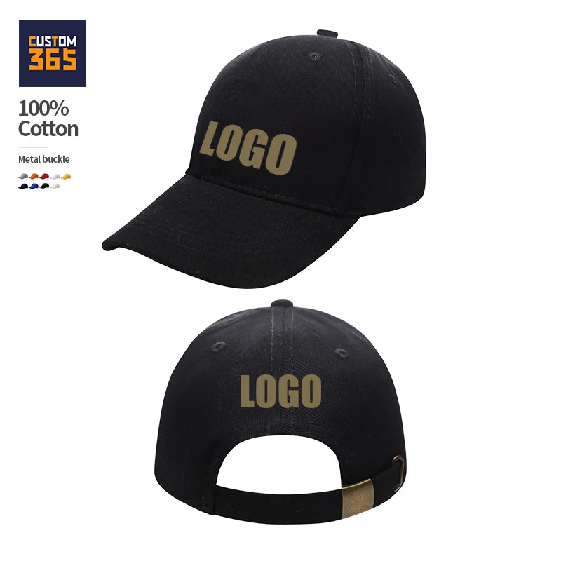 Buckle Plain Blank Hat Custom Logo Men Sports Cap 6 Panel Metal Cotton for Man OEM Service Curved Adults Male COMMON 1pcs