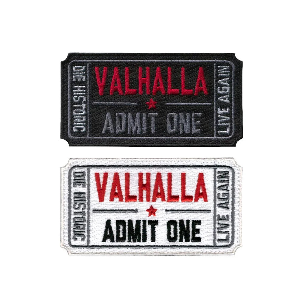 SpaceAuto Ticket Valhalla Admit One Embroidered Tactical Morale Badge Hook and Loop Armband Embroidery Patches
