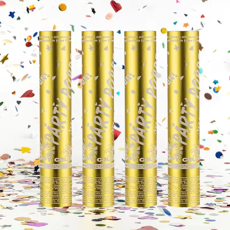 Customizable 30cm Handheld Confetti Popper Cannon Party Supplies Back to School Graduation 100pcs Golden