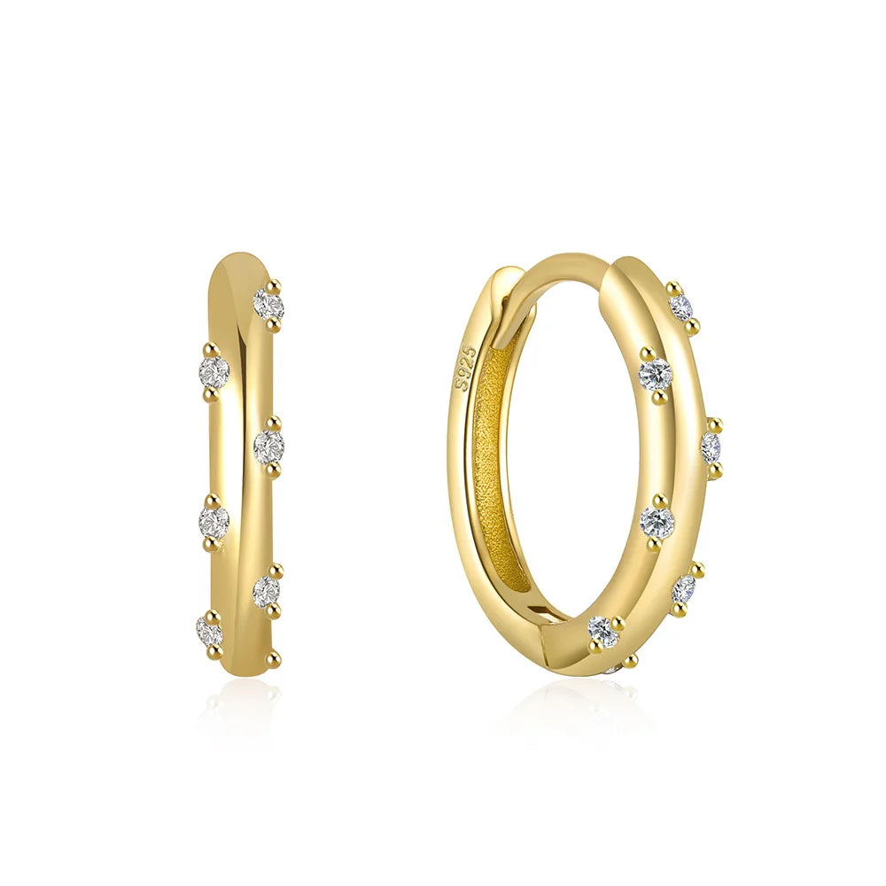 Fashion Jewelry 925 Sterling Silver Diamond Earrings Colorful Colored Zircon Gold Plated Hoop Earrings for Women