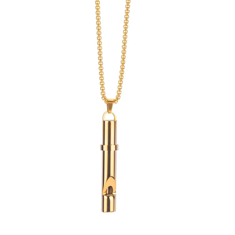 Ins Popular Stainless Steelanxiety Relief Breathwork Tool Whistle Necklace