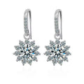 Luxury Women Jewelry 925 Sterling Silver 0.5ct Moissanite Flower Hook Earrings