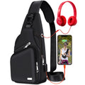 Best Cool Small Black Designer Waxed Canvas Front Edc Crossbody Sling Shoulder Bag with Usb Charger Port for Mens Womens Travel