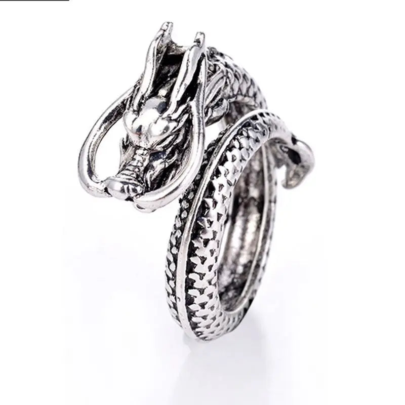 European and American Retro Ring Mens Personality Hip-hop Chinese Dragon Ring Female Opening Adjustable Ring Hand Jewelry