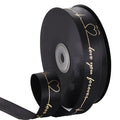 Custom Logo Gold Foil Printed Double Face 2 Inch Solid Color Satin Fabric Ribbon Recycled Silk for Gift Wrap