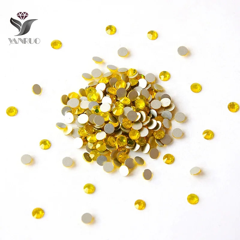 Hot Selling Wholesale Different Sizes Citrine Color Flat Back Wholesale Rhinestone for Fabric Dresses