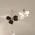 Vintage Enamel Resin White Floral Earrings Double Color Acrylic Petal Flower Dangle Earrings for Gift
