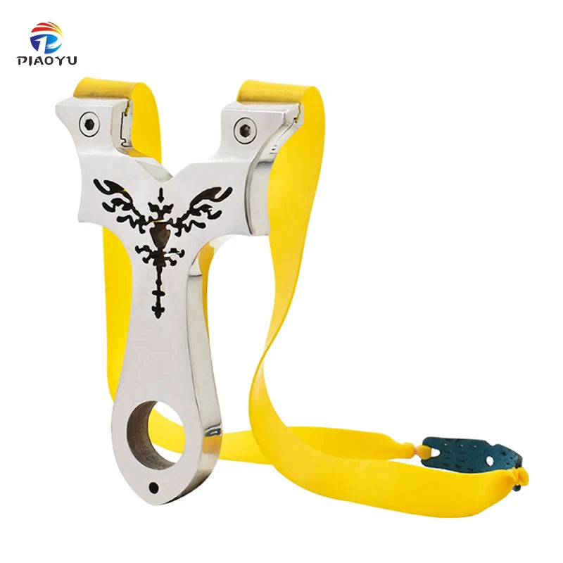 Powerful Stainless Steel Slingshot With Flat Rubber Band for Outdoor Hunting and Shooting Sling Shot Sports