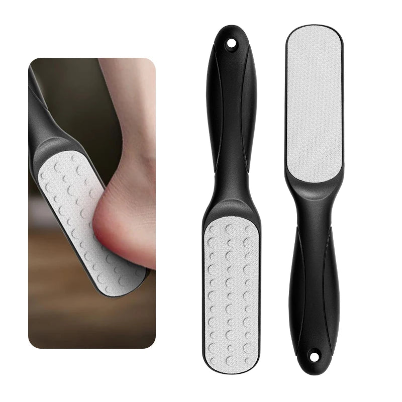 Wholesale High Quality Long Handle Stainless Steel & Plastic Double-Sided Portable Foot File Callus Remover Pedicure Tool
