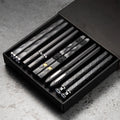 5 Pairs Family Set Black Bamboo Wood Chopsticks Chinese Cutlery Reusable Non-Slip Japanese Sushi Chopsticks Biodegradable