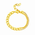 Punk Hip Hop Style Asymmetric Zircon Bracelet Double Layer Thick Chain Waterproof Stainless Steel Bracelet Jewelry Party Gift