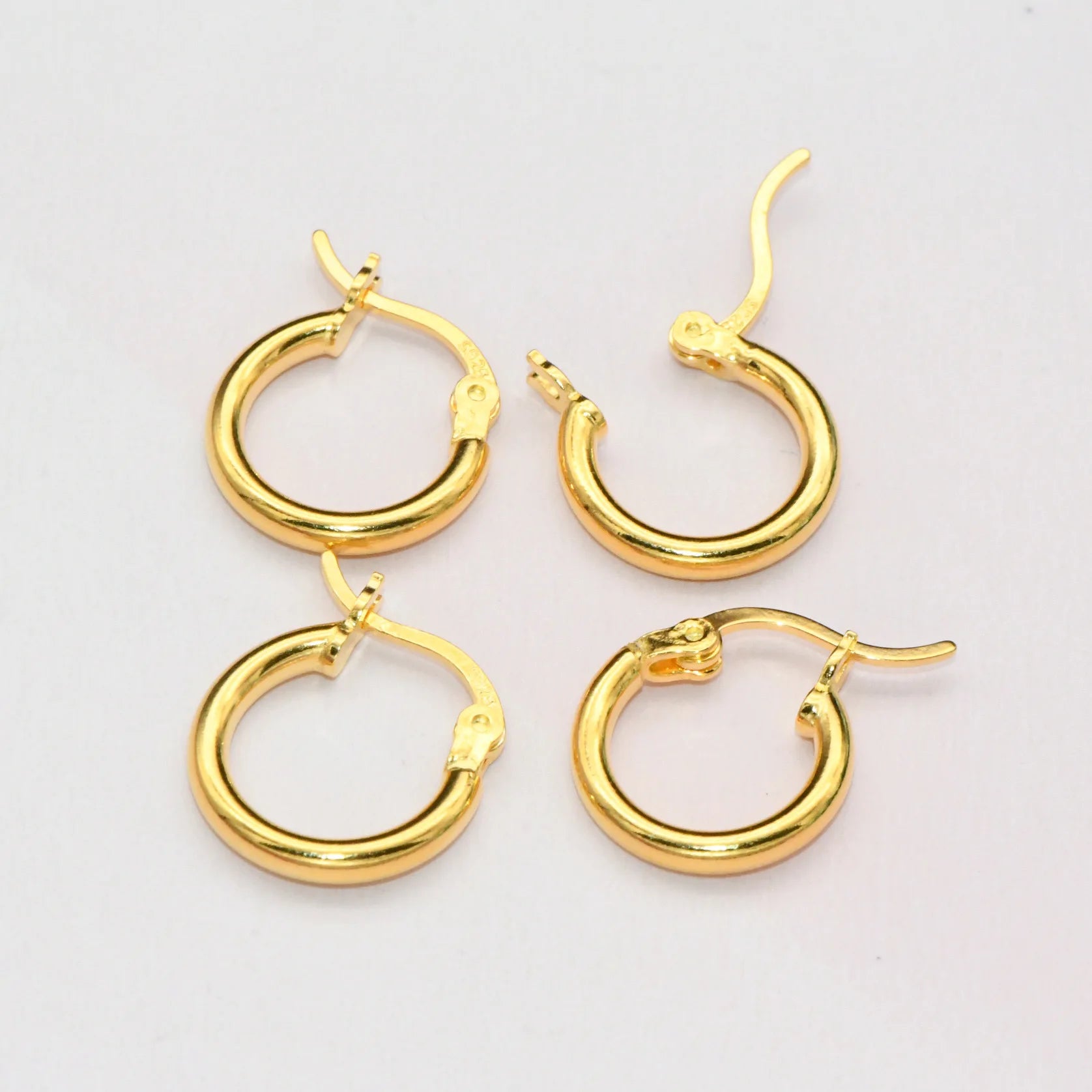 Fashion 925 Silver Huggie Ear Buckle Earrings Women 18K Gold Plated 925 Sterling Silver Hoop Earrings Jewelry Wholesale
