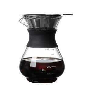 200ml/400ml Capacity Handmade Borosilicate Heat Resistant Glass Coffee Maker with 304 Stainless Steel Filter